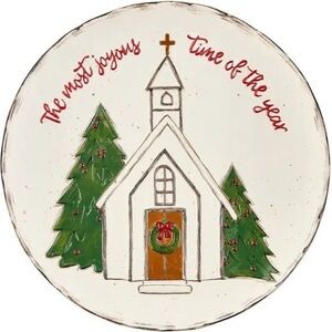New in box Mud Pie Christmas Church Platter